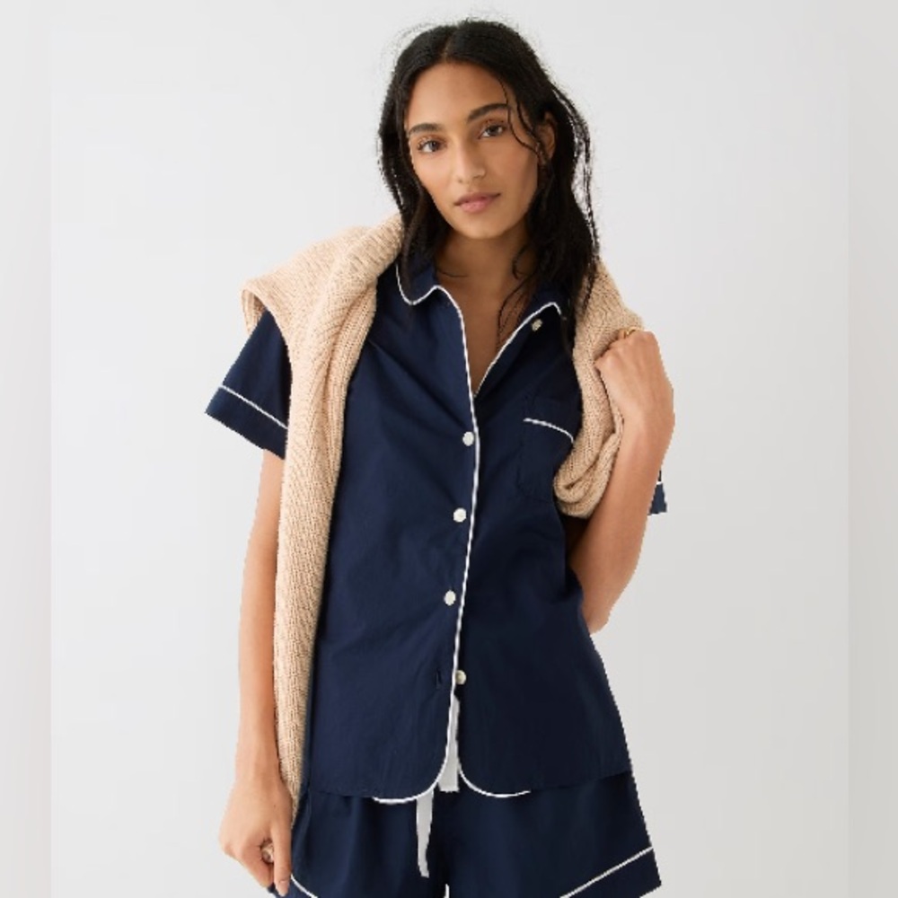 J. Crew Women’s End-on-end Cotton Pajama Shirt Size XXS NWT #AY701